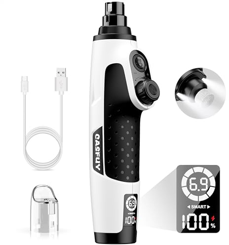 Casfuy Smarter Krallenschleifer für Hunde 6-Gang – 50% Mehr Leistung Krallenschleifer für Haustiere mit 2 LED-Leuchten, Superleise, Wiederaufladbare für Große, Mittelgroße und Kleine Hunde und Katzen