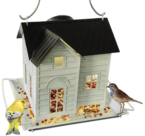 Solar-Vogelfutterspender Zum Aufhängen | Solar-Vogelfutterhaus Aus Metall | Wildvogelfutterspender Für Finken Und Kardinalmeisen | Hängender Vogelfutterspender Für Wildvögel - Robust Und Wetterfest