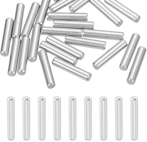sourcing map 30 Stück 3 x 14 mm 316 Edelstahl Dübelstifte, zylindrische Regalstütze, Stiftstangenbefestigungselemente für Maschinenbau, Möbelinstallation, DIY-Projekt, Silberton