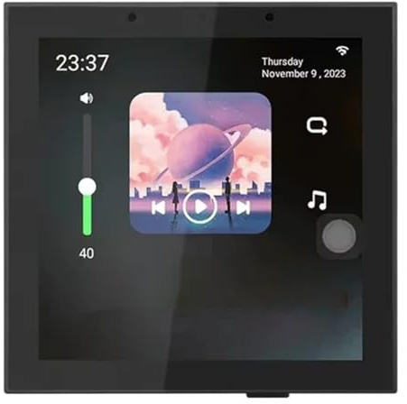 Pesfehhy Système Audio Domestique Intelligent à Écran Tactile 4 Pouces Android 11, Commande Vocale Tuya WiFi, Musique de Fond, Amplificateur Mural