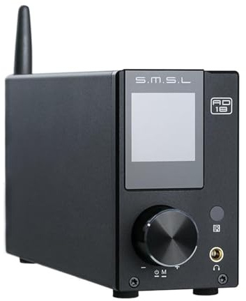 SMSL AD18 - Amplificatore HiFi 80Wx2, classe D, stereo, con BT 4.2, supporta ingressi USB/coassiali/ottici Apt-X e uscita subwoofer (nero)
