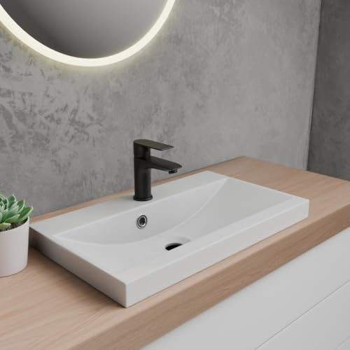 Lindbergh® Formano Waschbecken, Aufsatzwaschbecken aus hochwertigem Mineralguss, Weiß, 60 x 35, Rechteckig, Badezimmer (1. Waschbecken Formano)