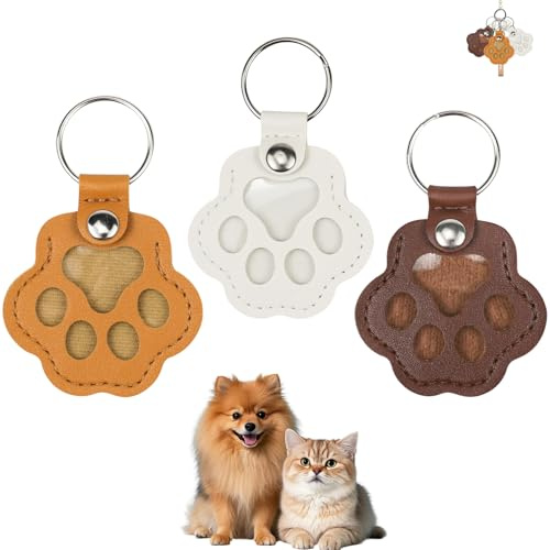 Lot de 3 Porte-Clés Souvenir Poils d’Animaux en Forme de Patte, Porte-Clés Mémoire avec Fenêtre Transparente pour Conserver Les Poils de Chien & Chat, Cadeau Souvenir pour Amoureux des Animaux