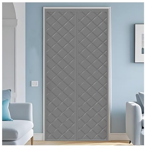 Rideau de Porte Magnétique Protection Thermique, Rideau Magnétique Isolant Thermique pour Portes, coupe-vent et économe en énergie, protection contre le froid, Isolation phonique(Grey,60x200cm)