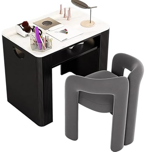 Estación de Mesa de manicura Profesional con colector, salón de Belleza con Marco de Metal Resistente con Tapa de mármol, Trabajo de pormanicurista, salón de uñas, al100Cm