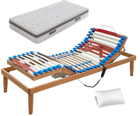 SARDAMATERASSI- Rete elettrica misura 90x200 cm movimenti indipendenti con materasso memory 22 cm guanciale omaggio