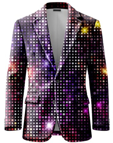 Blazer Uomo Casual, Giacca Uomo in Corduroy con Paillettes per Eventi Eleganti e Feste Informali