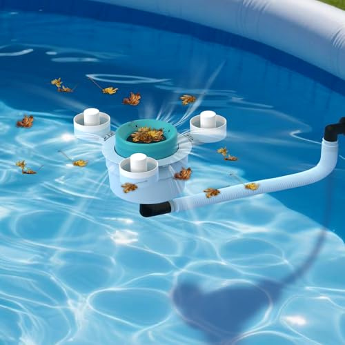 Valdorena Skimmer de Piscina sobre el Suelo, no Requiere instalación, no Requiere Soporte Ajustable, Viene con 10 Calcetines de Filtro, Mujeres, Skimmer de Piscina Giratorio de Tres