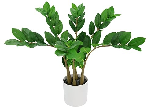Planta artificial Zamioculcas en maceta, 56 cm, planta artificial, planta de interior, raíz tropical, pluma de la suerte, Zamiifolia, planta verde, maceta, helecho, palmera, palmera, planta decorativa