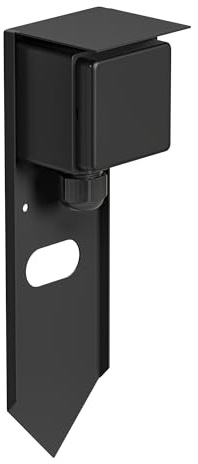 ledscom.de Garten Steckdosensäule PIWI mit Erdspieß für außen, IP44, 1-fach, Edelstahl, schwarz, eckig, 24 cm