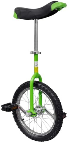 Kaloriko Einrad Verstellbar Grün 16 Zoll, Stahlrahmen mit Schnellspanner, ergonomischer Sattel mit Stoßdämpfer, ideal für Freizeit, Training, Jonglage und Akrobatik, Outdoor und Indoor Einsatz