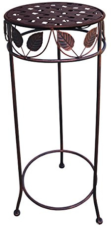 PrimoLiving Metall Blumenhocker/Beistelltisch Shabby Antik-Look braun rund Gr. L (P-05880)