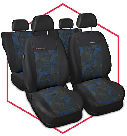 Saferide 3er Set Autositzbezüge PKW universal | Auto Sitzbezüge Polyester Blau für Airbag geeignet | für Vordersitze und Rückbank | 1+1 Autositze vorne und 1 Sitzbank hinten teilbar 2 Reißverschlüsse