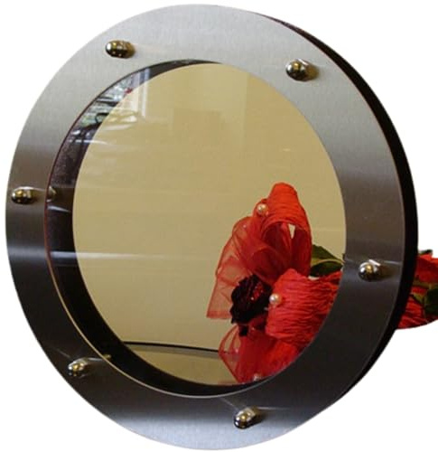 Bullauge für Tür flat 323mm Edelstahl Inox Glas transparent Hutmuttern | Edelstahl, Innentüren, Dekoration, Zimmertür, maritime Atmosphäre, Edelstahlmuttern, Türstärke 40 mm, portholes.bullaugen