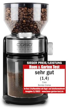 CASO Barista Crema - Elektrische Kaffeemühle,Testsieger Haus & Garten Test, Mahlgrad von fein bis grob, Scheibenmahlwerk, 150 Watt, Coffee Grinder, für Espressomaschinen, Kaffeepulver