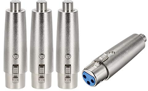 sourcing map XLR Female to RCA Female Adapter,Gender Changer - 3 Pin XLR-F to RCA-F Converter,Microphones Plug-In Audio Adapter Connector,Mic Female Plug,4pcs