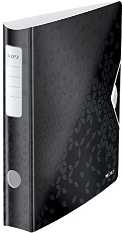 Leitz Qualitäts-Ordner 180° Active WOW, A4, Schmal, Abgerundeter Rücken, 6,5 cm breit, Gummibandverschluss, Leichtes Polyfoam, Plastik-Ordner, WOW Serie, Schwarz, 11070095