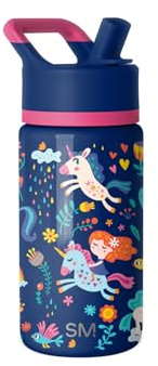 Simple Modern Kids Water Bottle with Straw | Insulated Stainless Steel Reusable Tumbler for Toddlers, Girls, Boys | Summit Collection | 415ml | Unicorn Rainbows