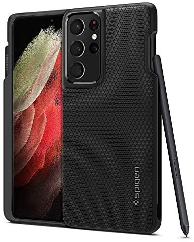 Spigen Funda Liquid Air P Compatible con Samsung Galaxy S21 Ultra 5G, S-Pen no Incluido - Negro Mate