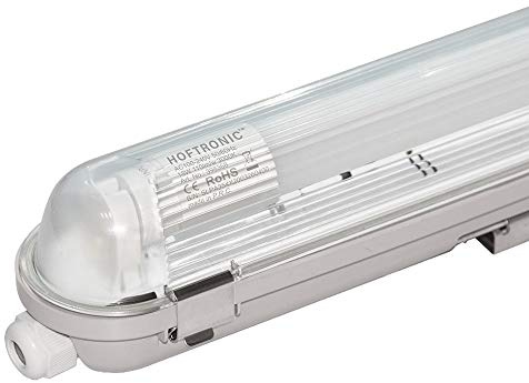 HOFTRONIC - LED-Feuchtraumleuchte 120 cm 3000K Warmweiß 18W 1980lm 110lm/W Flimmerfrei Verlinkbar T8 Werkstattlampe IP65 Wasserfest Wannenleuchte Leuchte für Garage Keller Bad Büro Warenhaus