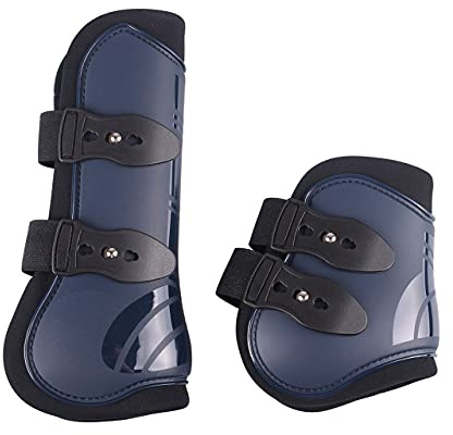 QHP Gamaschen-Set vorne und hinten 4er Set Polyurethan mit Neoprenfutter (Vollblut, Navy)