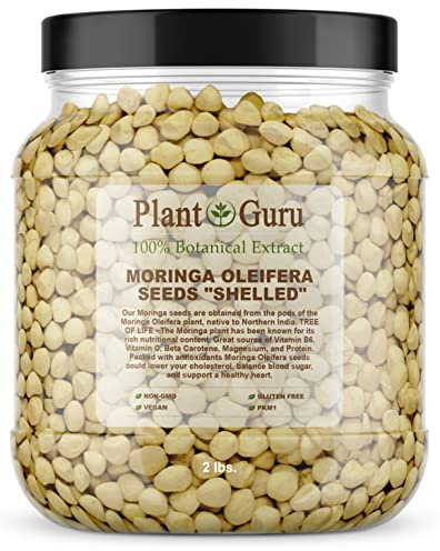 Moringa Seeds Kernel Shelled 2 lbs. Wide Mouth Jar - Clean PKM1 Variety - Edible - Moringa Oleifera - Malunggay - Semillas De Moringa - Drumstick Tree - Non-GMO - 4000 to 4800 Seeds Approx.
