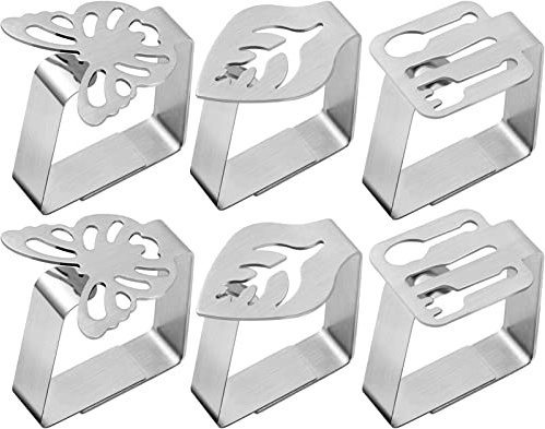 HFATMOS 6 Pcs Tablecloth Clips Stainless Steel, Table Cloth Clip Windproof Tablecloth Holder for Outdoor Picnic Restaurant Kitchen Party