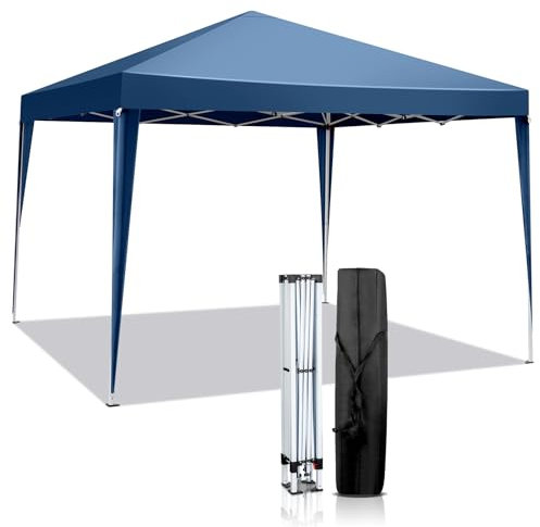 3x3m Tonnelle de Jardin Pliable Aluminium Imperméable Tente de Reception avec aux UV Pavillon Bleu Bâche PE Epaisse de env pour Fête Marriage Les Activités Commerciales (Bleu)