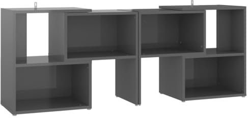 vidaXL TV Cabinet Home Living Room Bedroom Furniture Entertainment Centre Stereo Hifi Cabinet TV Stand Unit High Gloss Grey Engineered Wood