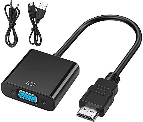 Seminer HDMI to VGA Cable Adapter, HDMI (Male) to VGA (Female) with 3.5mm Audio Jack Compatible for Monitor, Computer, Desktop, Laptop, PC, HDTV, Chromebook, Projector, Xbox and More (Black)