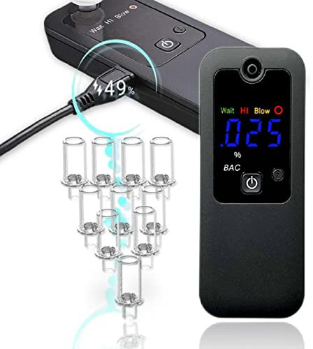 iBACheck Etilometro Portatile con Display a LED e visibile di Notte. Etilometro Digitale Ricaricabile con Alcool Test con 4 unità predefinite e 10 memorie (Nero) (Nero 088 HC)