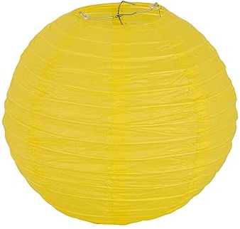 10 Stücke Einfarbige Lampions, 20cm Rund Papier Lampenschirm, Gelb | Hängendes Design, Classic Bamboo Style Papierlaterne für Hochzeitsdeko Geburtstag Garten DIY Wohnraumgestaltung