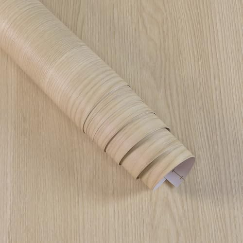 Boobest 157x 31 Inch Wide Thick Wood Grain Wallpaper Peel and Stick Beige Cherry Wood Contact Paper Waterproof Removable Faux Wood Stickers for Furniture Kitchen Bedroom Bathroom Decorative Vinyl Film