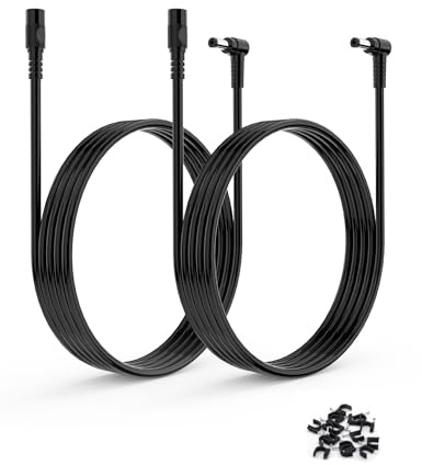 Tonton 5M DC Power Extension Cable Right Angle, 2.1mm x 5.5mm Female to Male 12V DC CCTV Extension cable, Compatible with CCTV Security Cameras, IP Cameras, DVR, Router, Printer, LED Strip(2 Pack)