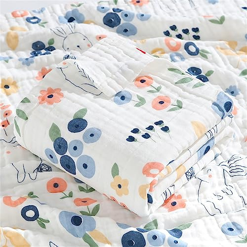 Chickwin Musselin Babydecke Pucktücher, Niedlich Weich Bequem Baumwolle Badetuch Vielseitig Dick Decke Kuscheldecke für Junge, Mädchen, Babys Gesche, Baby Kinderwagen (110x110cm,Blaubeere)
