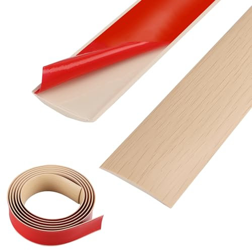 Lifuncren 2m PVC Floor Transition Strip, Self Adhesive Door Threshold Strip, Laminate Floor Cover Strips, Carpet Door Divider Strip, Flat Laminate Flooring Edge Trim Strip (4cm,Maple Wood Grain)