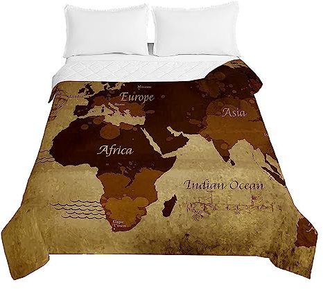Chickwin Tagesdecke Bettüberwurf Steppdecke, Kontinente Erde Druck Sommer Tagesdecken mit Präge Wohndecke aus Gesteppt Bettdecke Bettbezug für Einzelbett Doppelbett (180x220cm,Afrika)