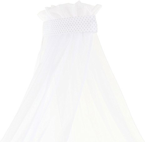 babybay Himmel Piqué mit Band passend für alle Modelle bis 96 cm Länge, weiß Punkte perlgrau