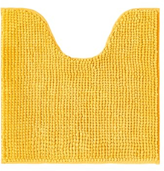 Decomira Badematte rutschfest WC Vorleger mit Ausschnitt | Als Badteppich Set kombinierbar | Badezimmer-Teppich Bad-Vorleger waschbar aus Chenille | Für freistehende Toiletten | Gelb - 45x45 cm