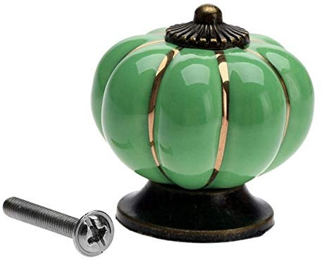 RiJpex Keramikgriff, Schubladengriffe, 1 Stück Vintage Kürbis Keramik Schrankknöpfe und Griffe Möbelgriffe Bunter Türknauf Schubladenschrank Küchenzuggriff (Farbe: Rot) (Color : Green)