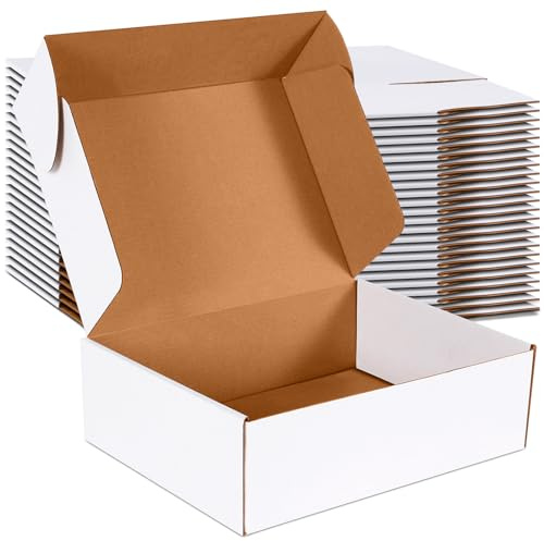 JOWLOT 12x9x4 inch Shipping Boxes Set of 20, White Corrugated Cardboard Box Literature Mailer for Mailing Packing Moving and Storage