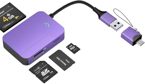 4in1 SD-Kartenleser, USB/Typ-C 3.0 auf Micro SD/SD/MMC/MS/MS Pro/CF-Kartenleser-Adapter, kompatibel mit iPhone 15, MacBook Pro/Air 2023, iPad Pro…
