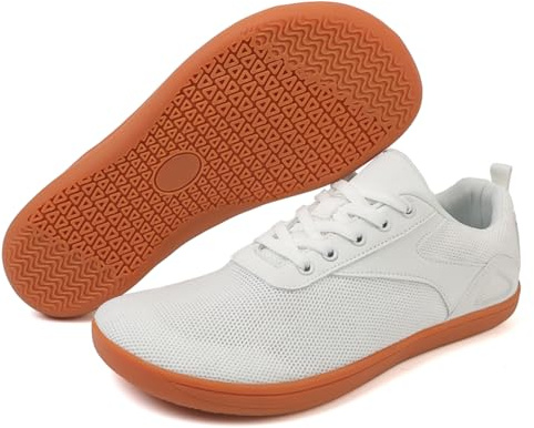AONEGOLD Barefoot Minimalistas Hombre Mujer Zapatillas De Trail Running Ligeros Transpirables Deporte con Horma Ancha Zapatos Descalzos Calzado para Fitness（Blanco/42EU）