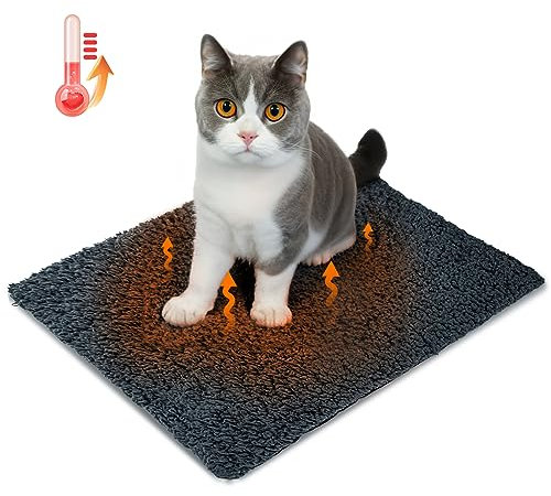 Nobleza Self Heating Cat Bed, Soft Warm Self Heating Pet Pad, Safe Thermal Self Heated Cat Dog Blanket, Cat Heat Pad Cushion Washable, Self Warming Dog Bed Mat for Indoor Cats Kitten Puppy, 50x40cm