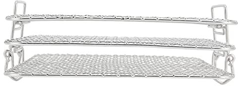 3 Tier Stainless Steel Cooling Rack Set for Baking, Roasting and Cooking for FoodiAG300AG400 Deep Fryer Oven Parts (3-Tier Square Grill)
