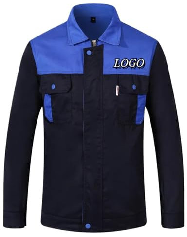 Honghuang Personalizzato Abbigliamento da Lavoro Tute Uomini Manica Lunga Officina Uniformi Stampa Personalizzata Azienda Logo Testo Unisex Abiti da Lavoro Giacca Blue,XL