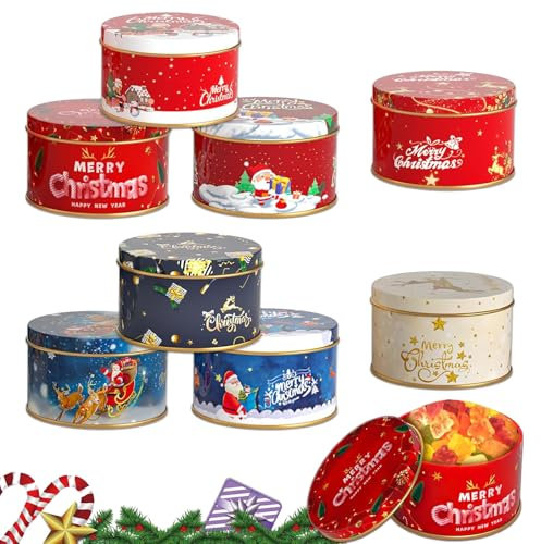 8 Stück Mini Weihnachten Keksdose , Weihnachts Blechdose mit Deckel,Geschenkverpackung Weihnachten, Mini Metalldose, DIY Süßigkeitendose Gewürze, für Weihnachts Geburtstag Party, Süßigkeitendose