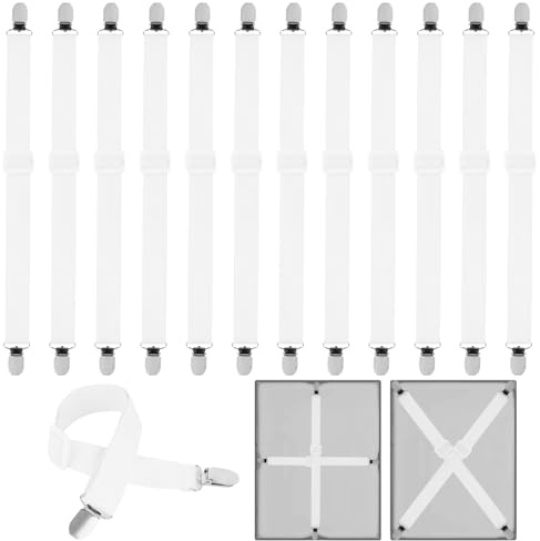 YSWOVUO 12 Stück Bettlakenspanner, 30cm -130 cm Bettlaken Spanner, Bettlaken Spanngurte Verstellbar, Lakenspanner für Bettlaken, Matratze, Sofa, Bügelbrett