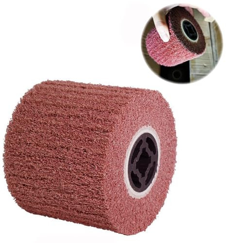 Spazzola a Rullo Abrasivo in Fibra Sintetica spazzola abrasiva per rullo abrasivo, levigatrice, rullo satinato per superfici piatte in metallo e legno 120 x 100mm (Regolare, Grana 80)
