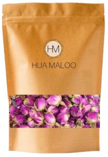 HUA MALOO Damaszener Rosenknospen – Getrocknete Rosen für Tee, Backen & Dekoration, 100% essbar, intensiv duftend & ohne Zusatzstoffe (30g)